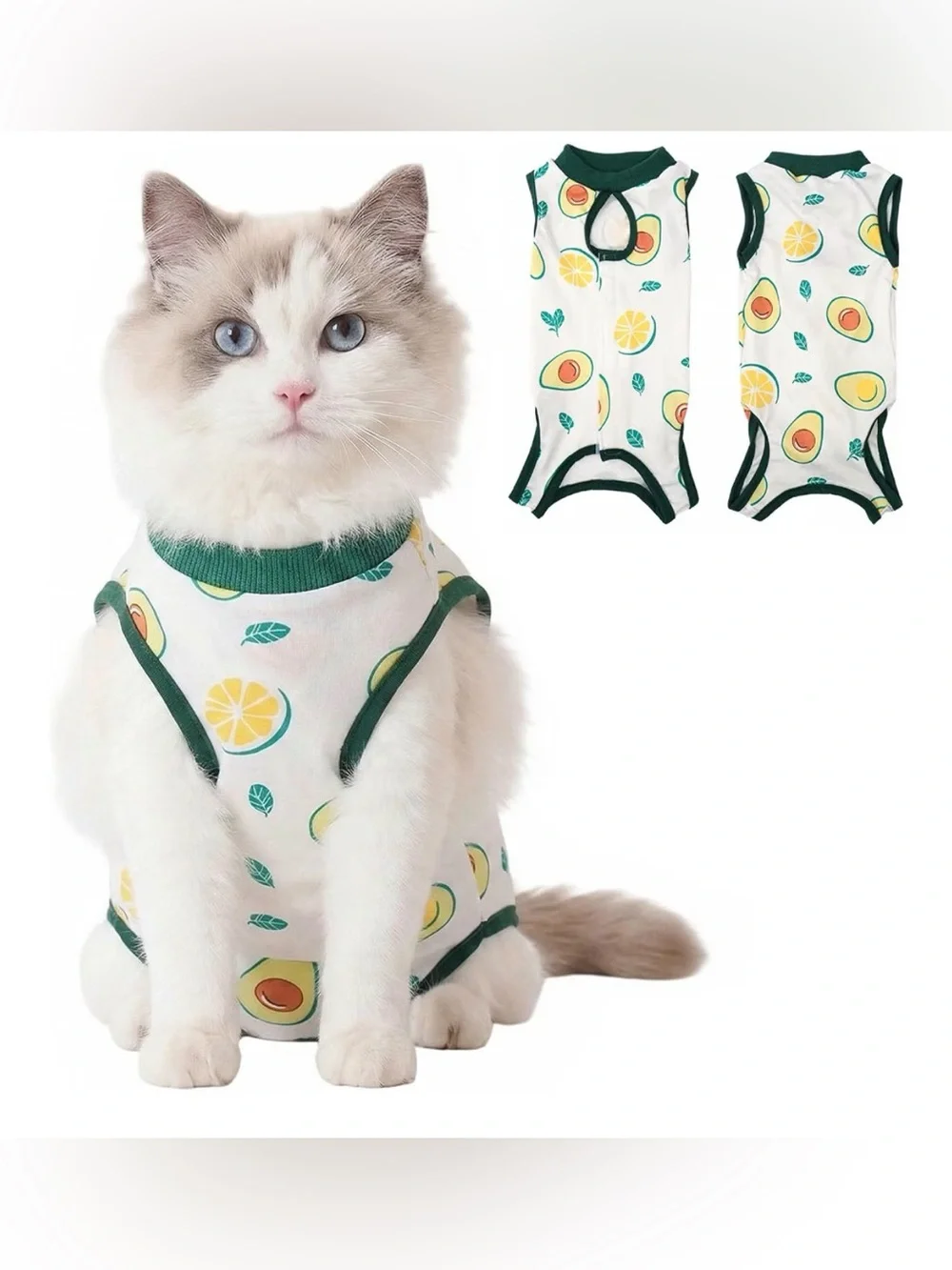 Avocado & Lemon Print Anti-Licking Surgery Onsie- Size Medium